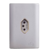 Conjunto Tomada Vertical 10A 4x2 - Novara Aço Gold